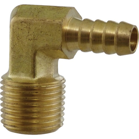 Elbow, 1/2" MPT x 3/8" barb, brass